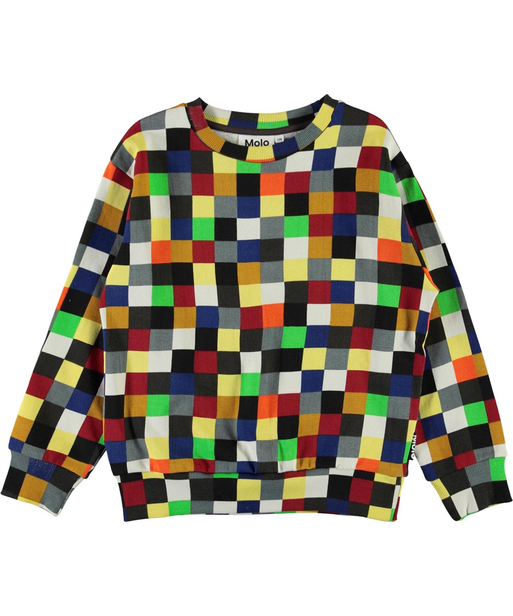 Mik - Pixels - Organic sweatshirt with coloured squares 