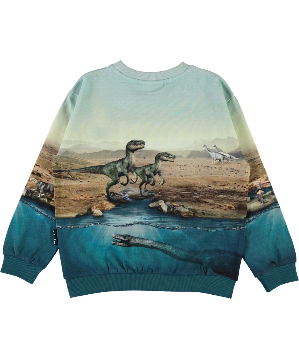 Miksi - Dino World - Light blue organic dinosaur sweatshirt