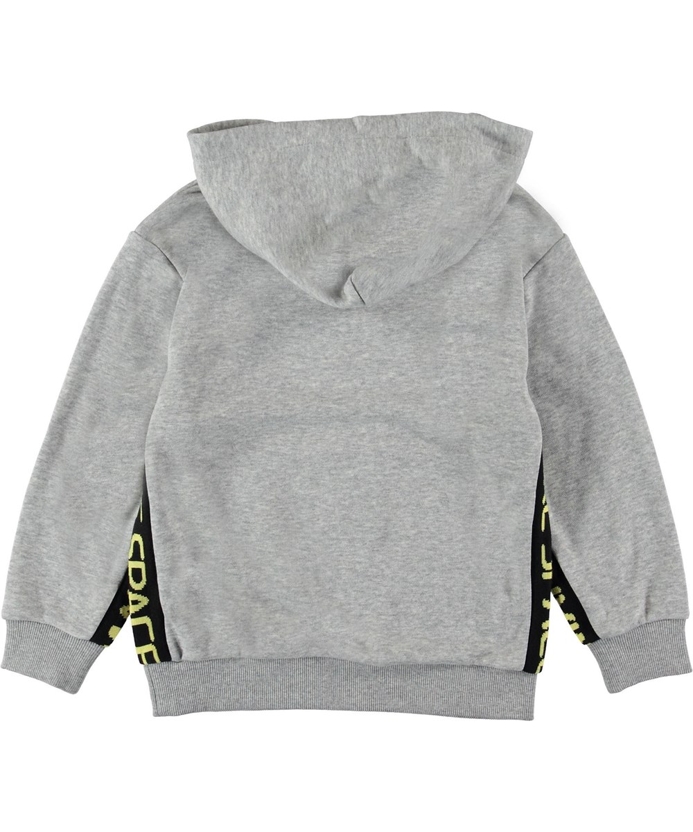 Milion - Grey Melange - Grey hoodie with text. 
