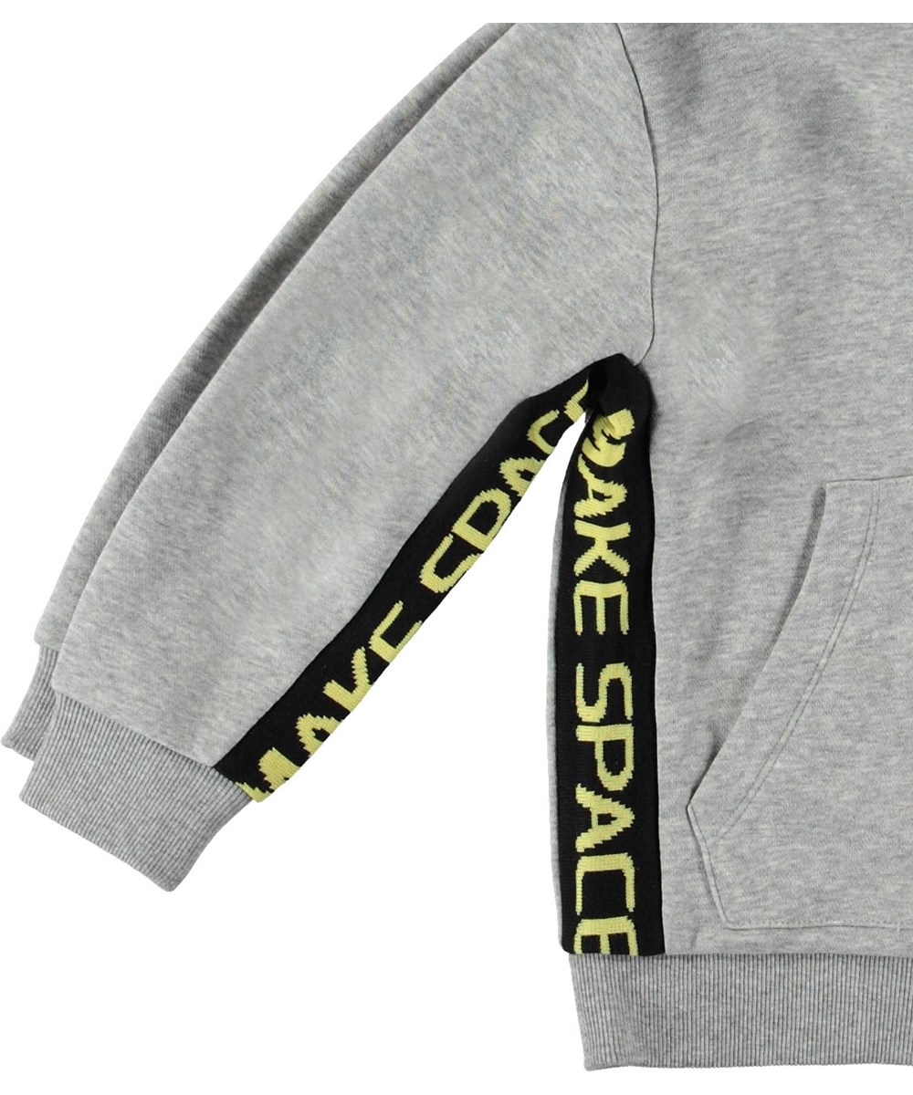 Milion - Grey Melange - Grey hoodie with text. 