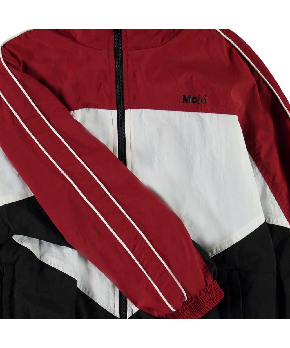 Millum - Dark Red - Red, black and white track jacket