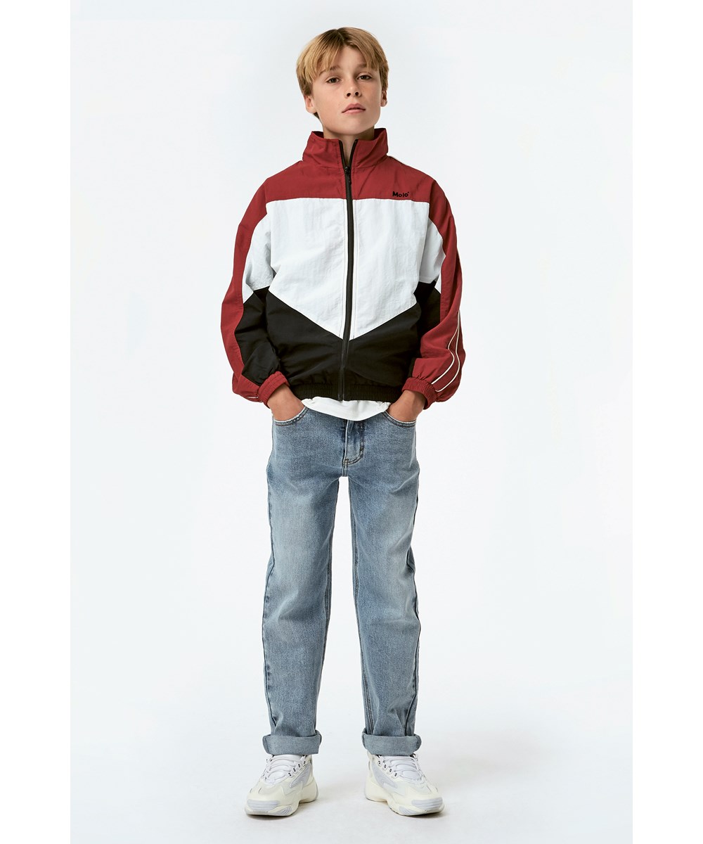 Millum - Dark Red - Red, black and white track jacket
