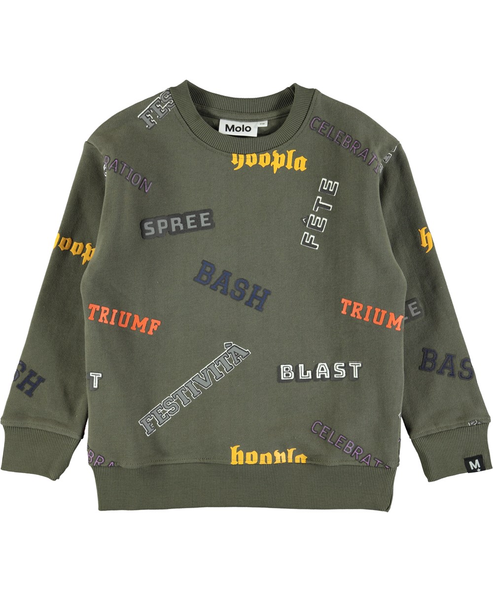Mogens - Crocodile - Green sweatshirt with graphic text 