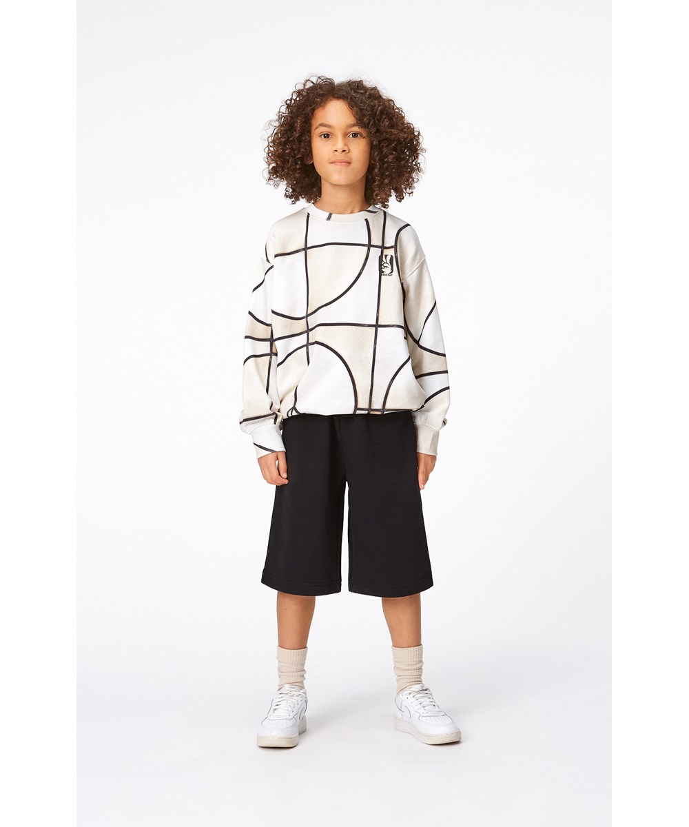 Monti - Basket Neutral - Organic sweatshirt with beige and black basketball print