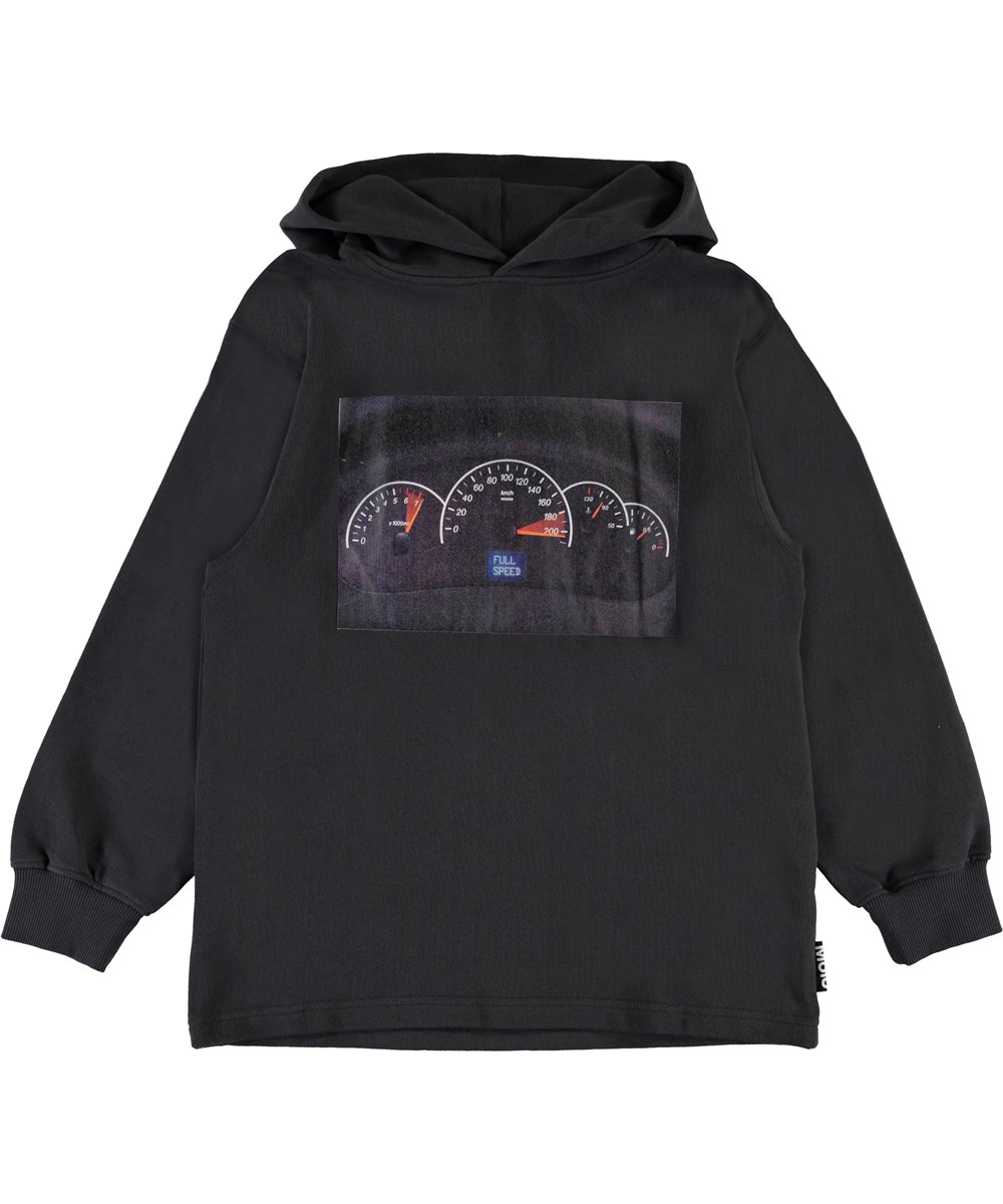 More - Night Grey - Dark grey organic sweatshirt with car print