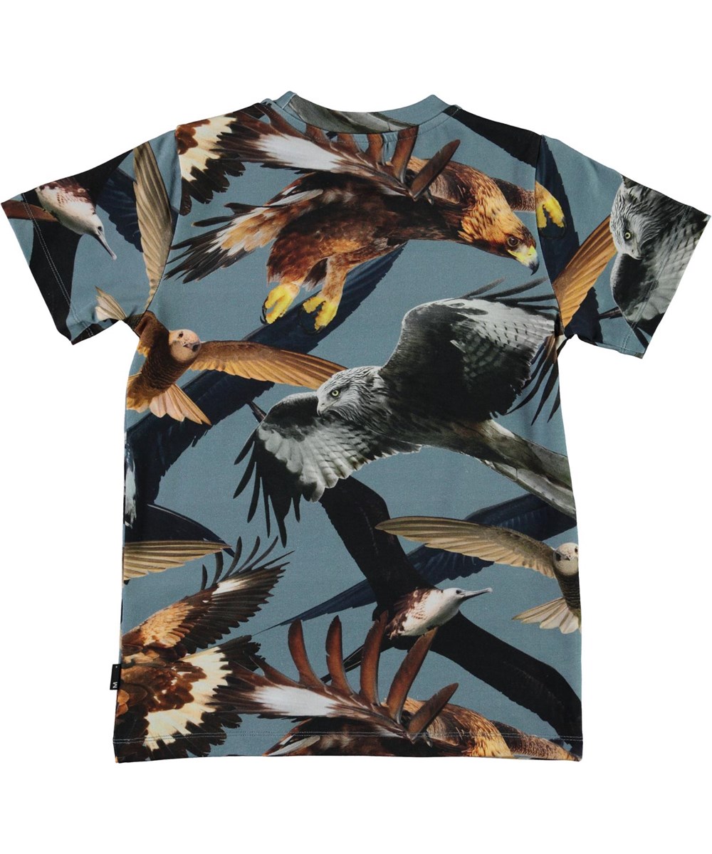 Ralphie - Birds - Blue organic t-shirt with birds