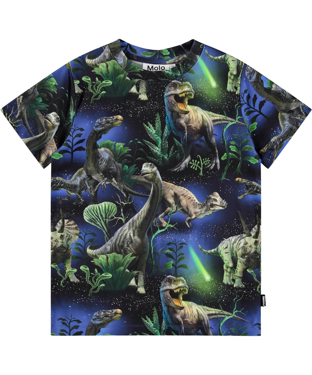 Ralphie - Dinorama - T-shirt for children made of soft organic cotton with print, short sleeves and a ribbed neckline.