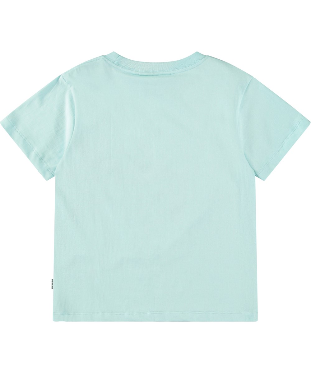 Rame - Dolphine - Light blue t-shirt with print for children in soft organic cotton with ribbed neckline.