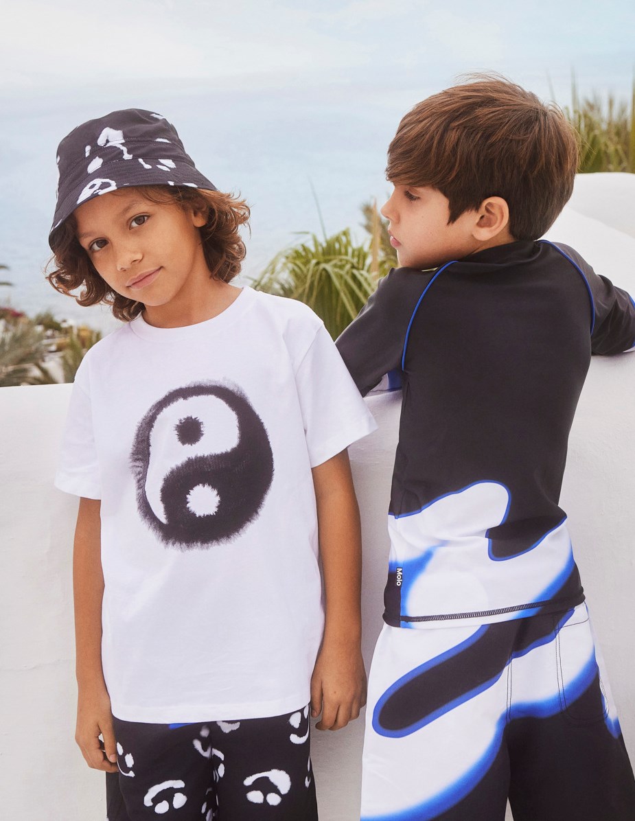 Rame - Water Yin Yang - White t-shirt in organic cotton with a yin/yang print 