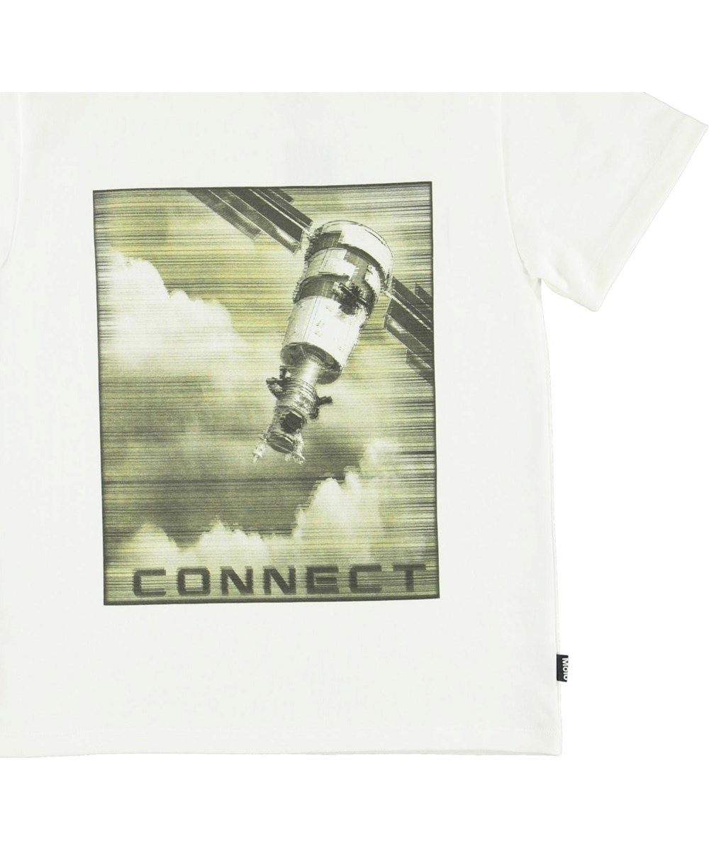 Rame - White Star - White organic t-shirt with spaceship prints