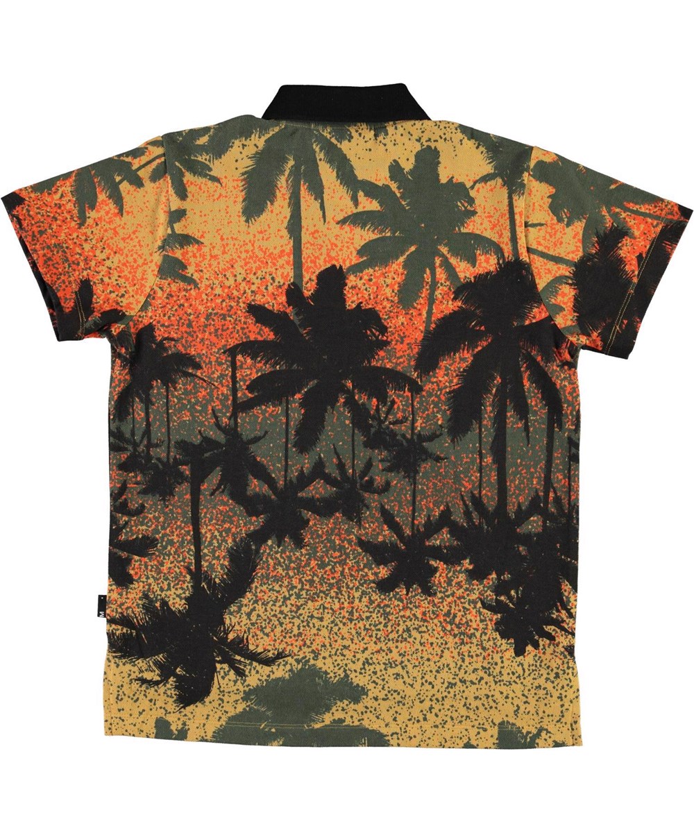 Ramon - Sunset Palms - Orange and green organic polo palm tree t-shirt