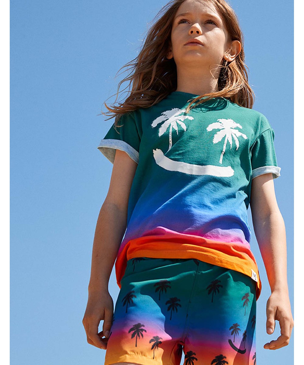 Randon - Summer Scrap - Rainbow coloured organic t-shirt palm smiley 