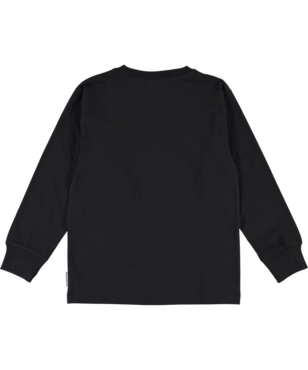 Rasmono - Black - Black organic top with logo and stripe 