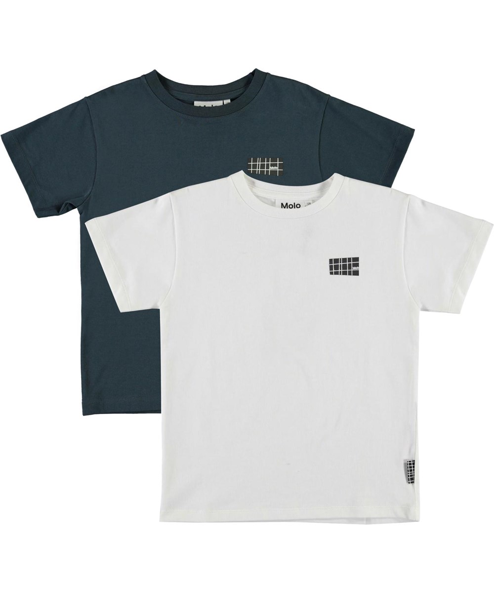 Rasmus 2-Pack - Summer Night - Organic, 2-pack blue and white t-shirt