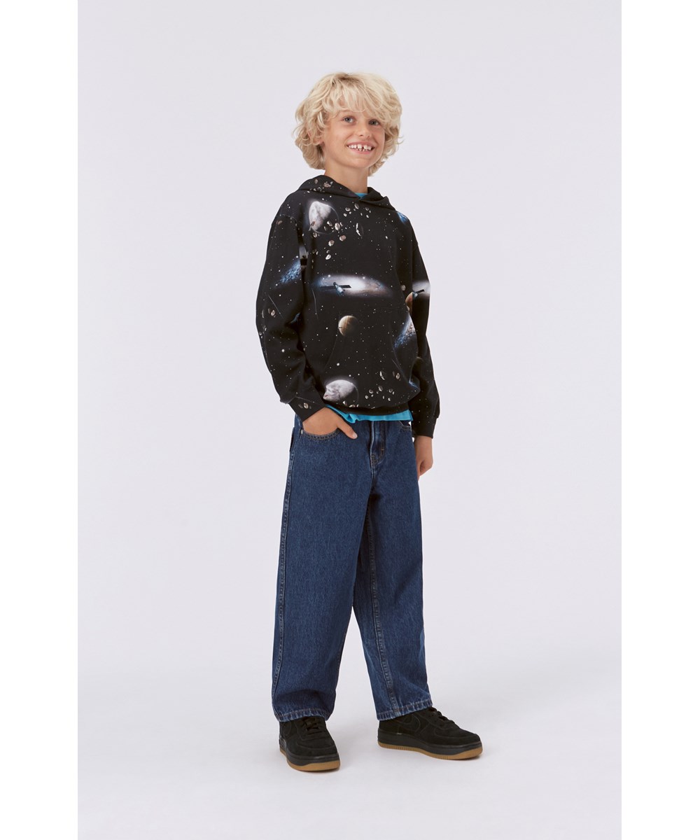 Ratata - Make Space - Black organic hoodie in all over space print