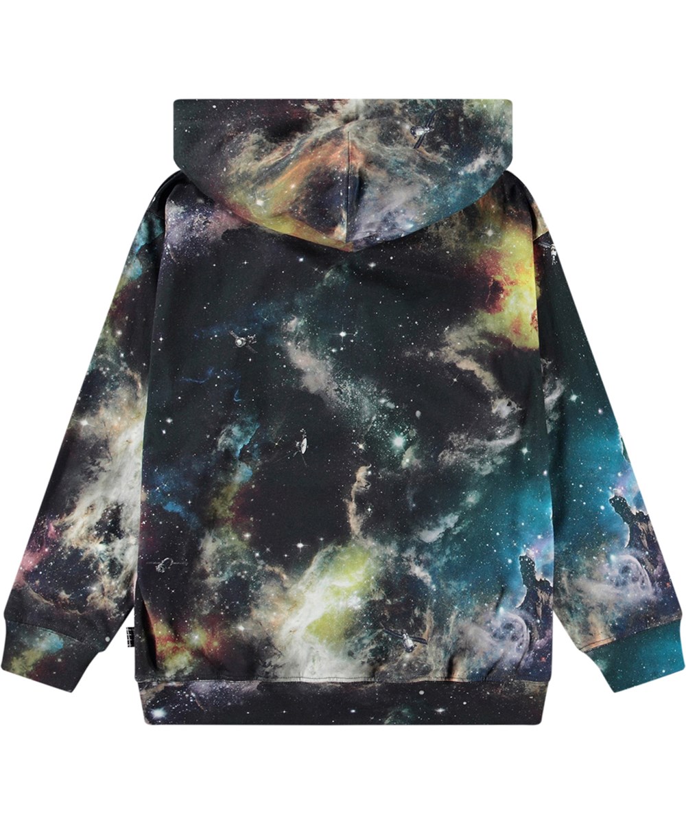 Ratata - Out There - Multicoloured hoodie in organic cotton with long sleeves and hood.