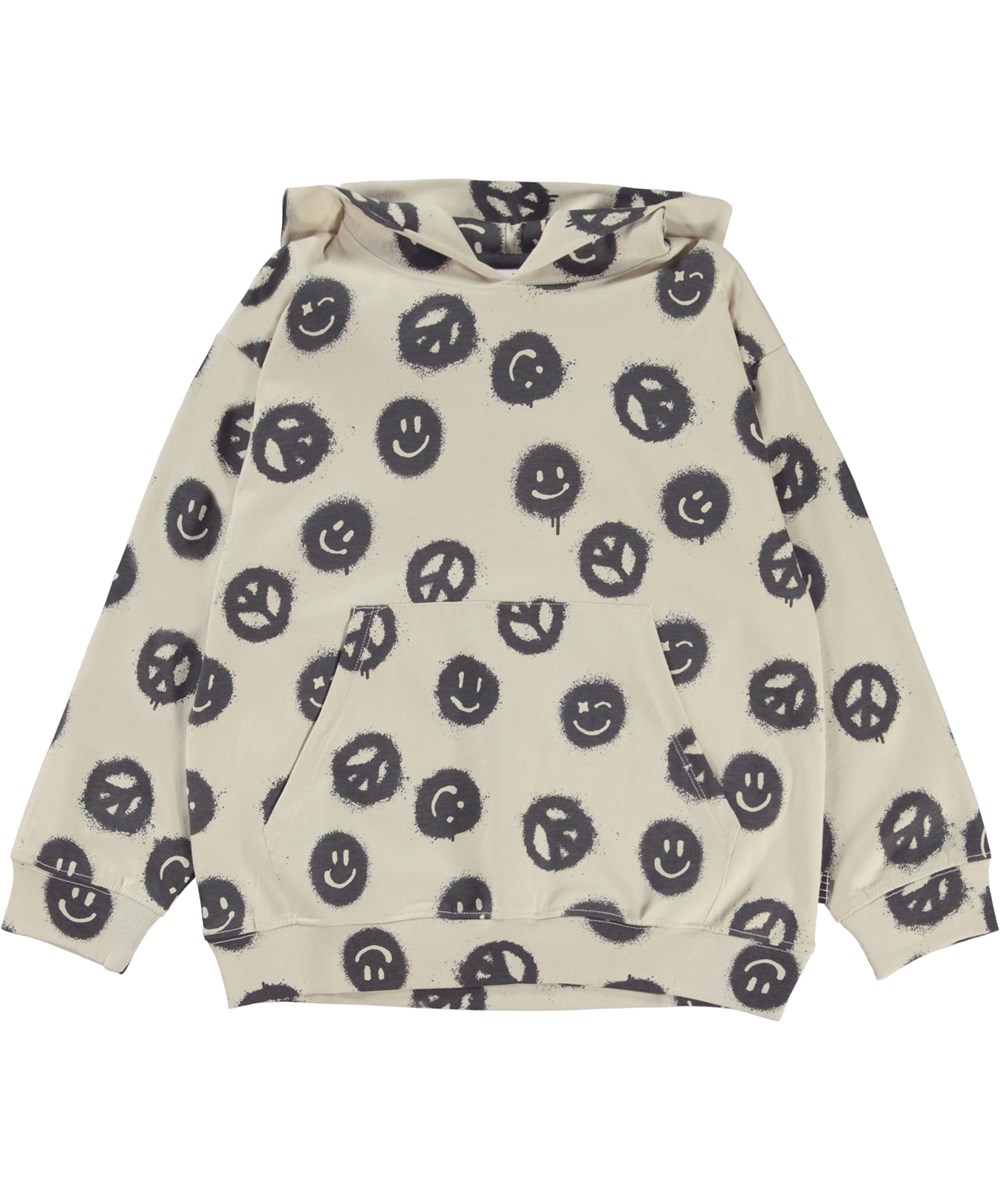 Ratata - Peace Smile - Beige hoodie with peace and smiley