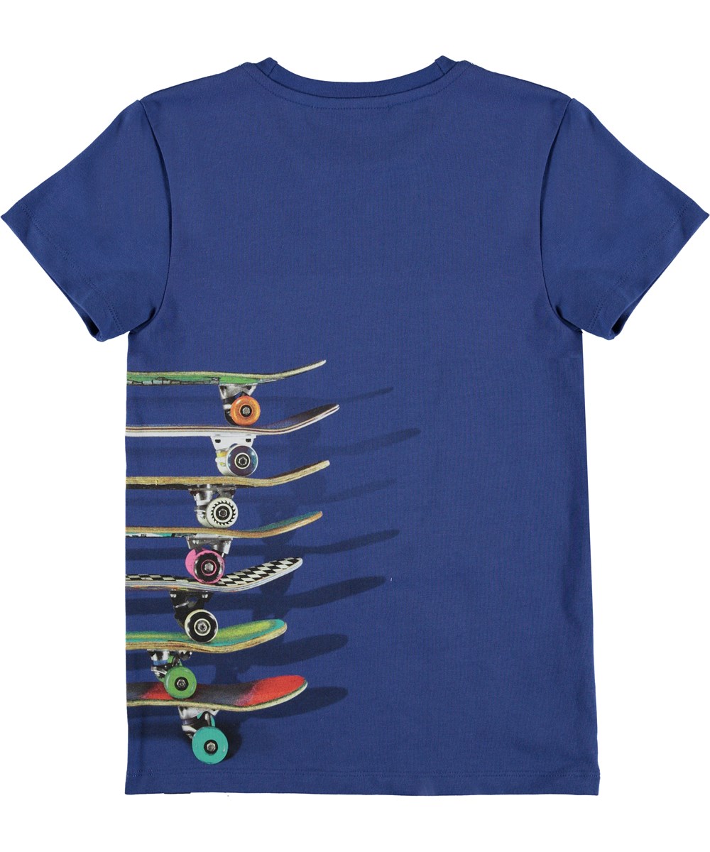 Raven - Skateboards Blue - Blue t-shirt with skateboards