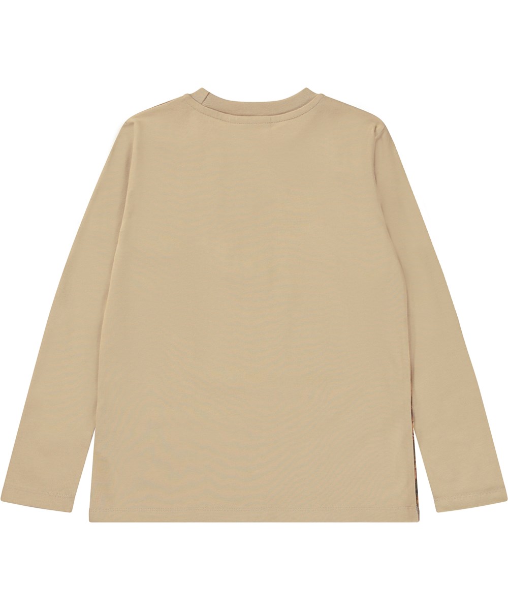 Reif - Bear Life - Beige organic long sleeve t-shirt with bear print
