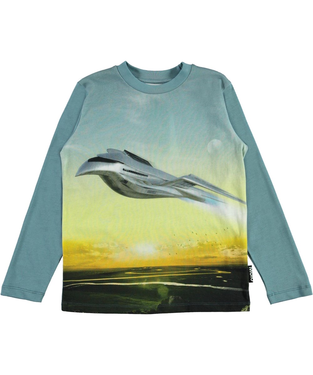Reif - Flying - Long sleeve organic top with airplane print 