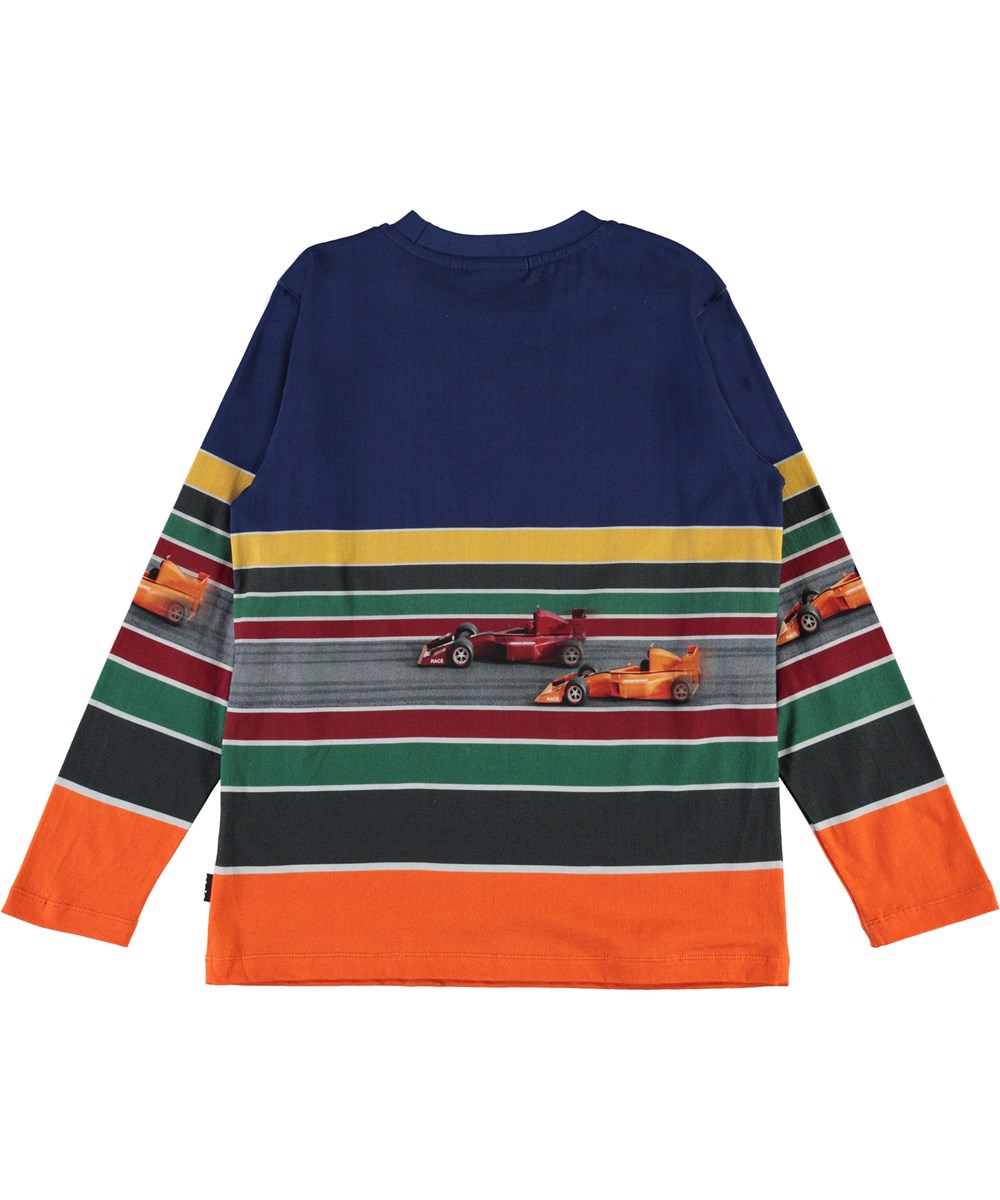 Reif - Full Speed Track - Organic striped top with race cars 