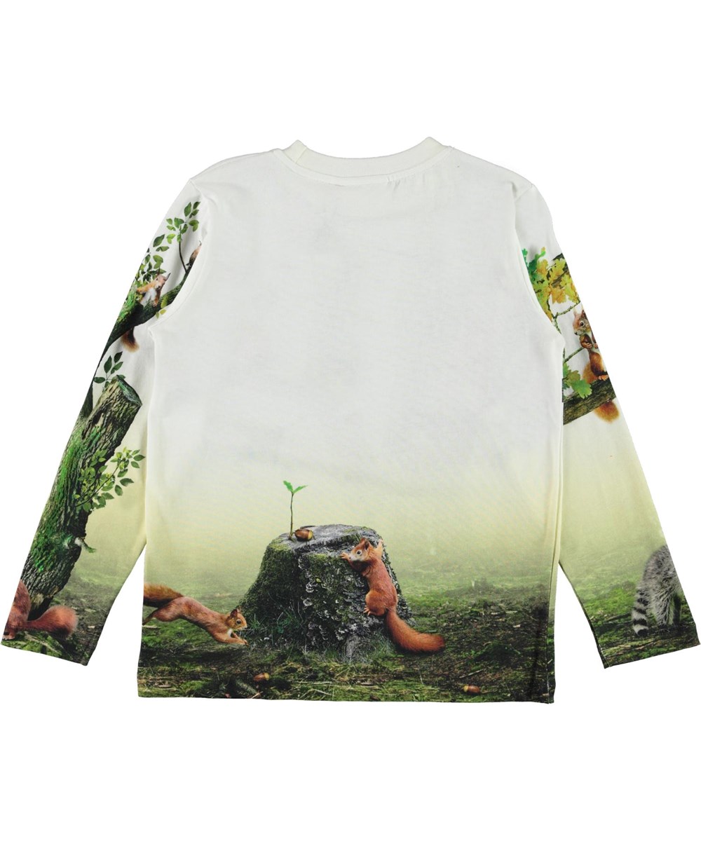 Reif - Go Nuts - White organic top with squirrel and nuts 