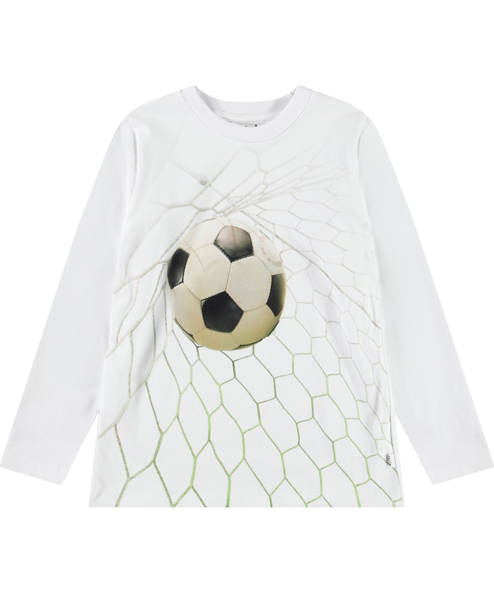 Reif - Goal Time - White long-sleeve top for children in soft organic cotton with long sleeves and ribbed neckline.