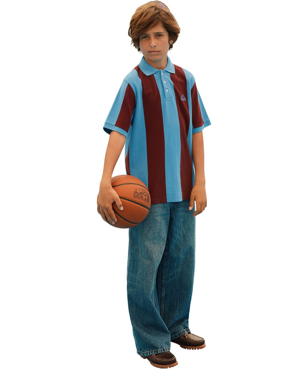 Reyo - Andorra Blue - Striped polo shirt for children made of organic cotton 