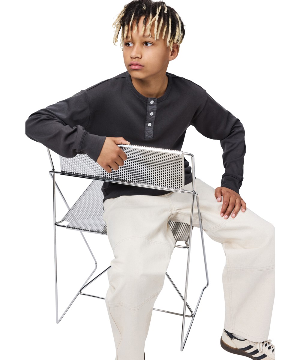 Riff - Raven - Grey long-sleeved top for children made of organic cotton 