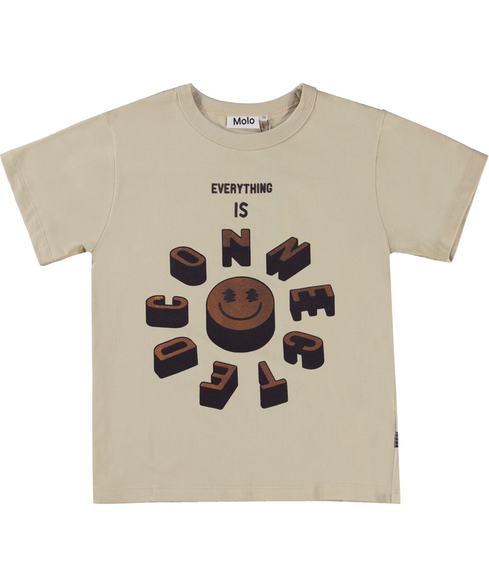 Riley - Connected - Beige organic t-shirt with graphic front print