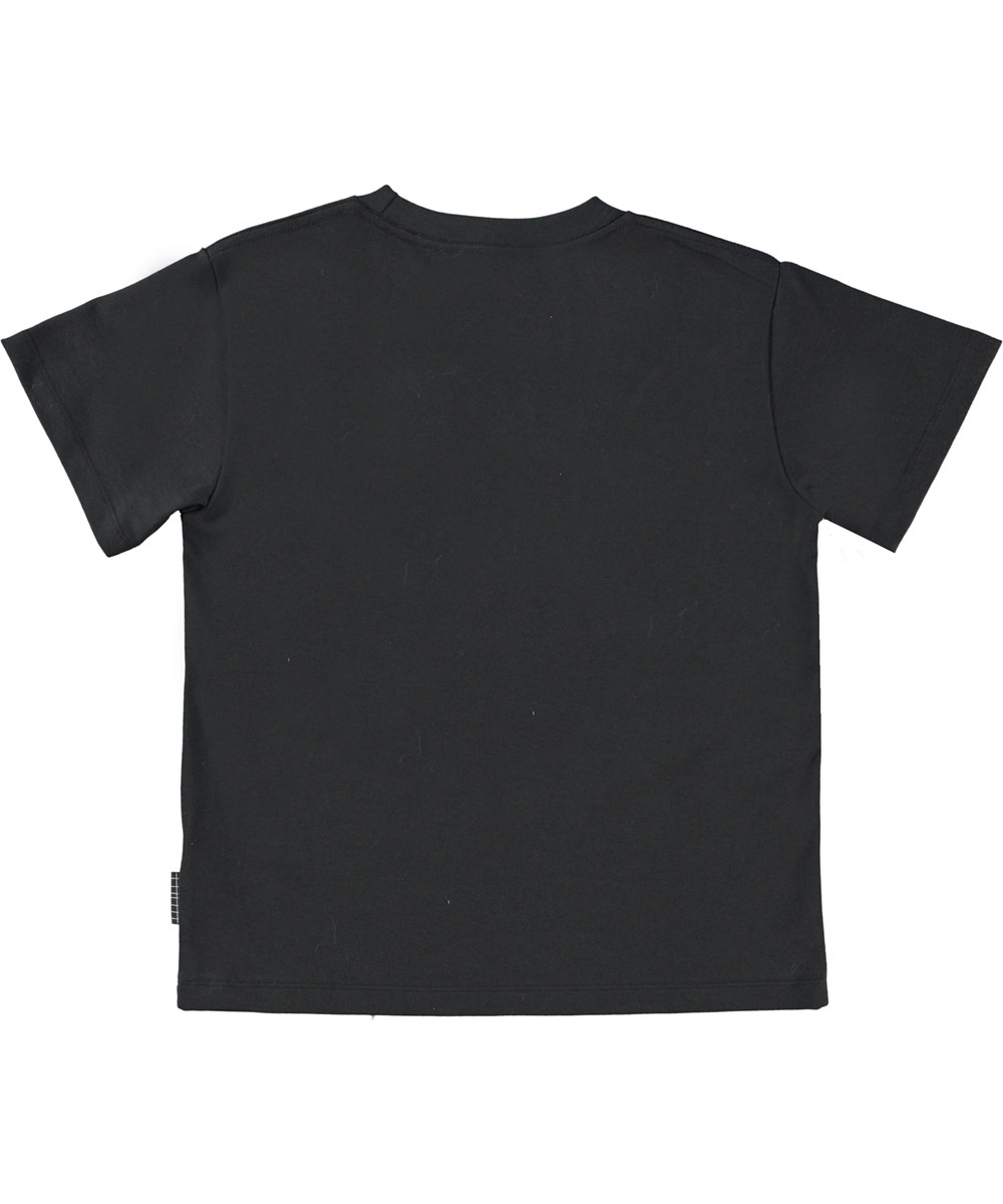 Riley - Earth Pictures - Black organic t-shirt with rainbow print