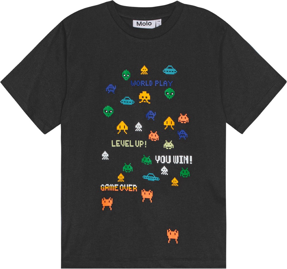 Riley Game Over Black T-shirt in organic cotton with printed