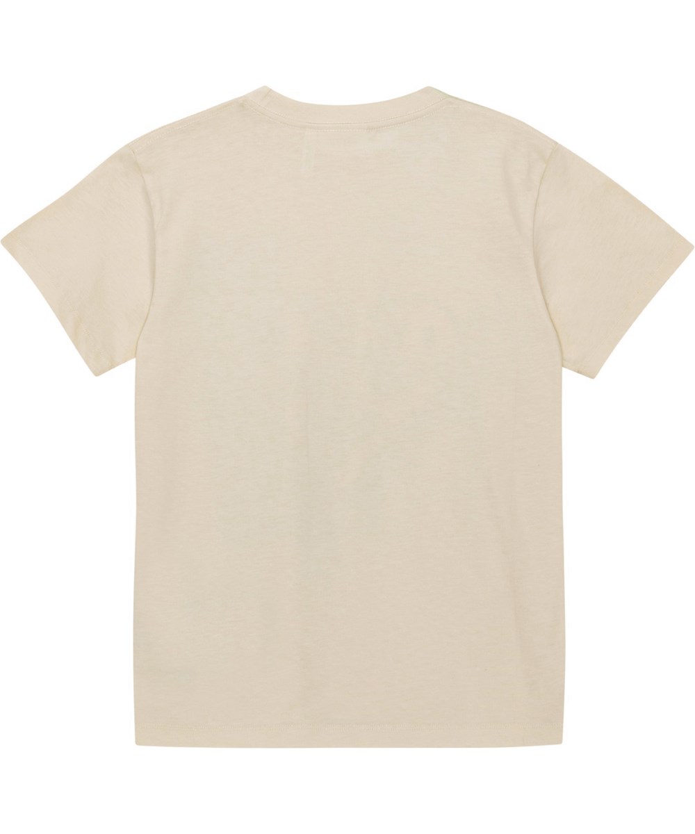 Riley - I Heart Skate - Beige, organic t-shirt with placement snapped stateboard print