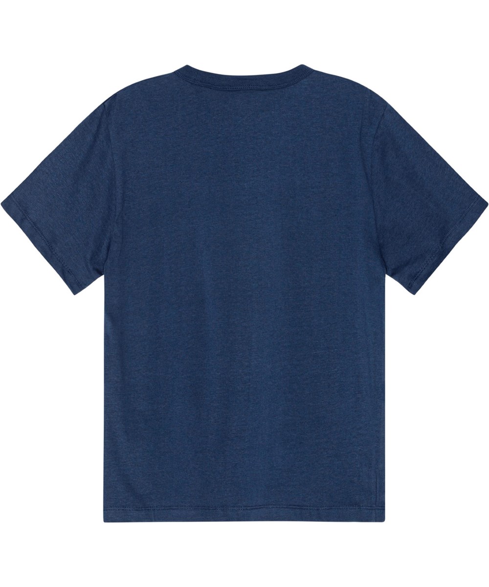 Riley - Imagine Oceanic - Blue T-shirt in organic cotton with white "Imagine" text print.