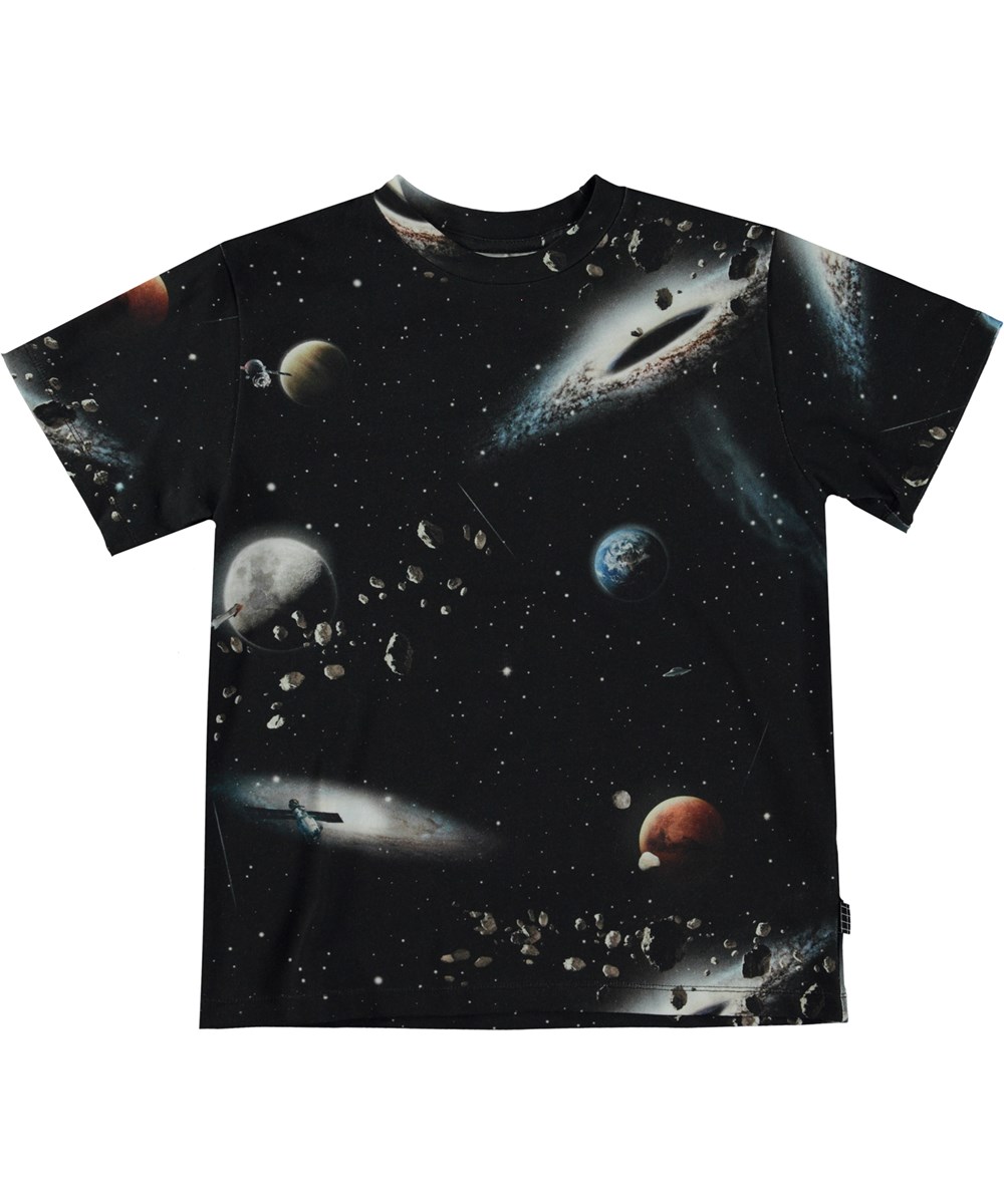 Riley - Make Space - Black organic t-shirt with all over space print