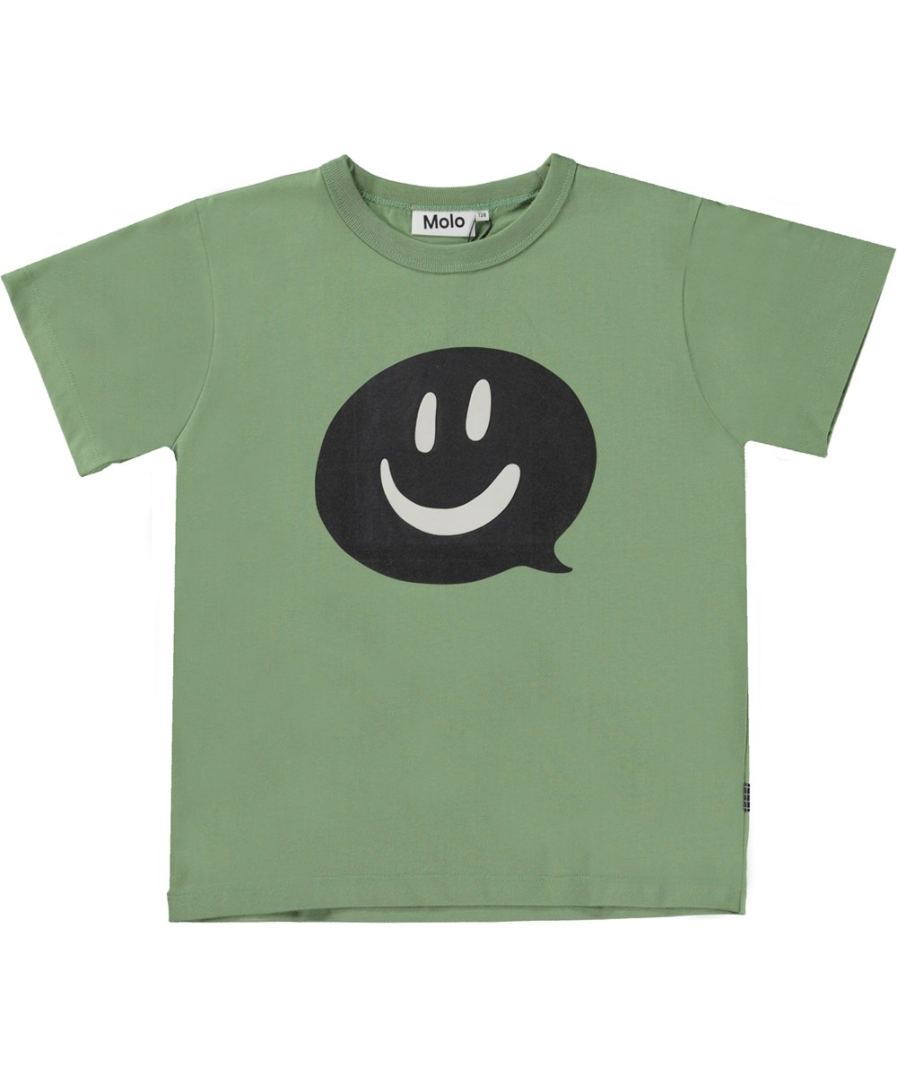 Riley - Moss Green - Green organic t-shirt with front print