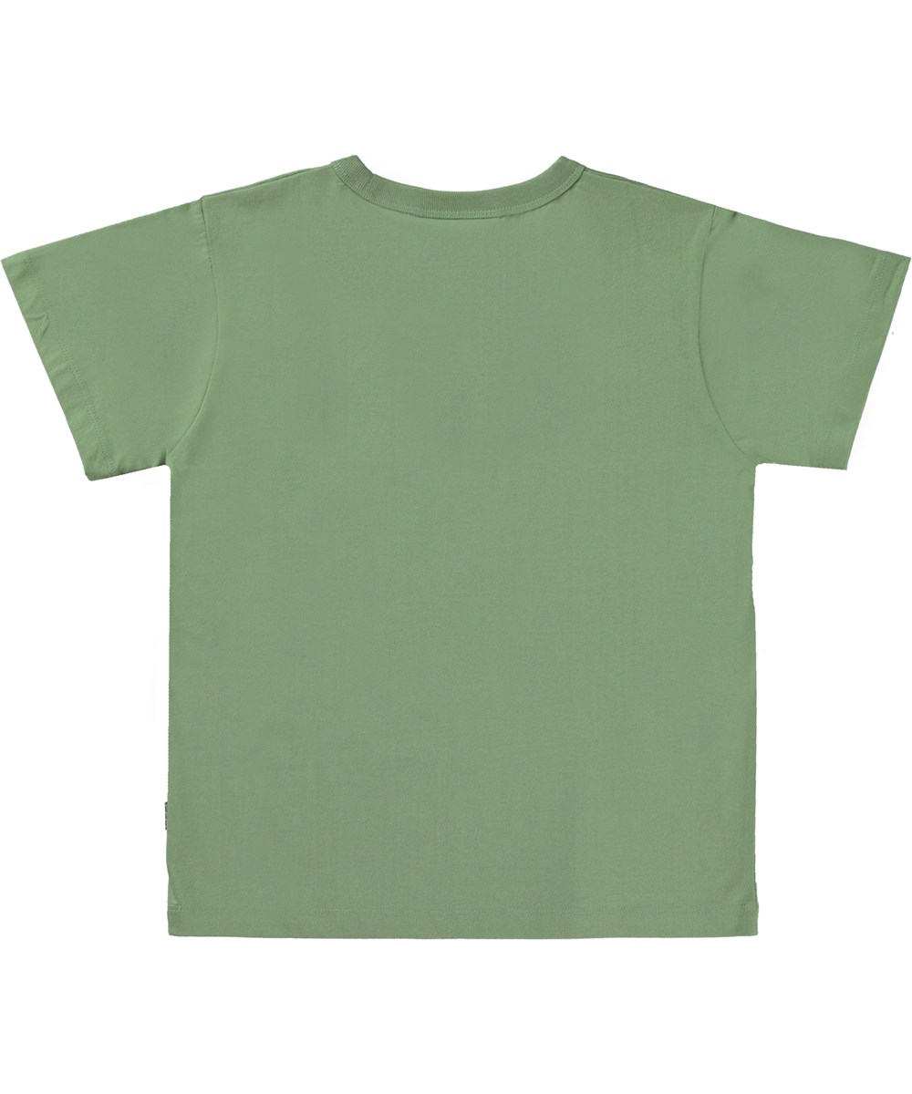 Riley - Moss Green - Green organic t-shirt with front print