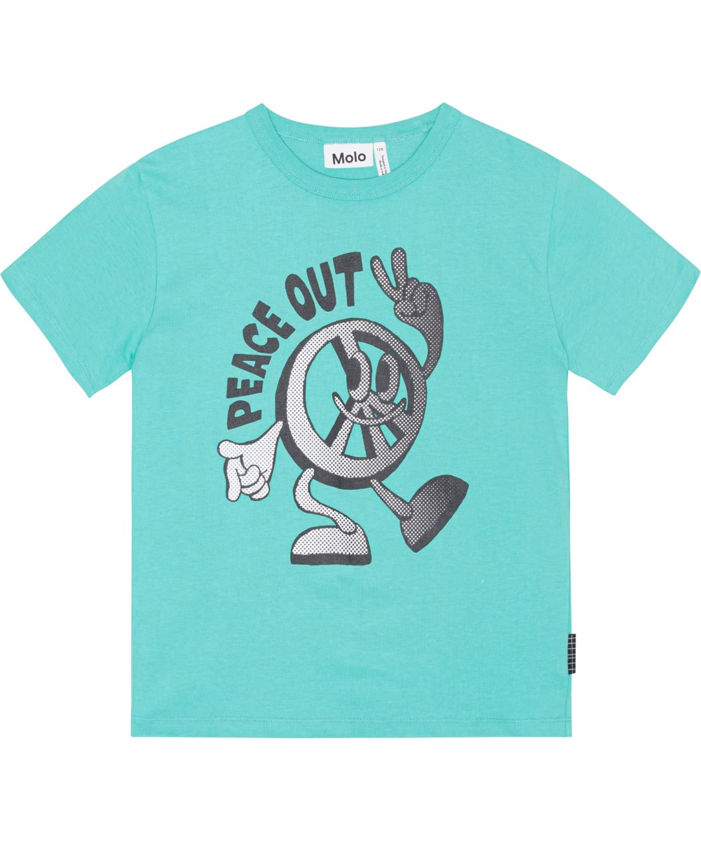 Riley - Pacific - Turquoise t-shirt with placement comic print