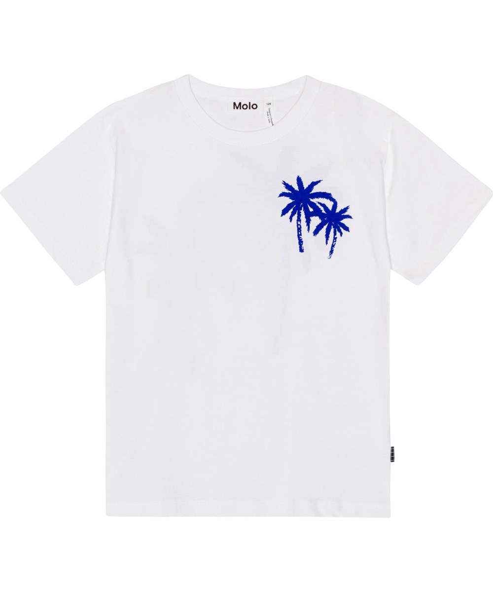 Riley - Palmtree Love - White, organic t-shirt with palm tree print
