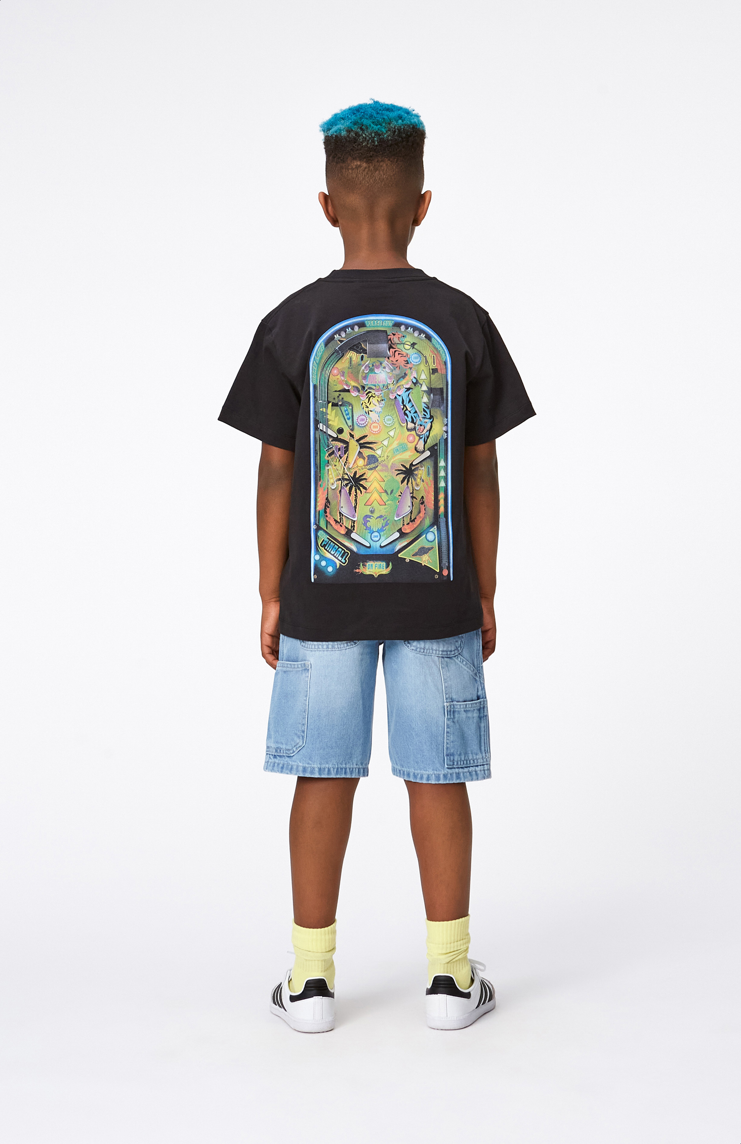 Riley - Pinball Dark - Black, organic t-shirt with placement