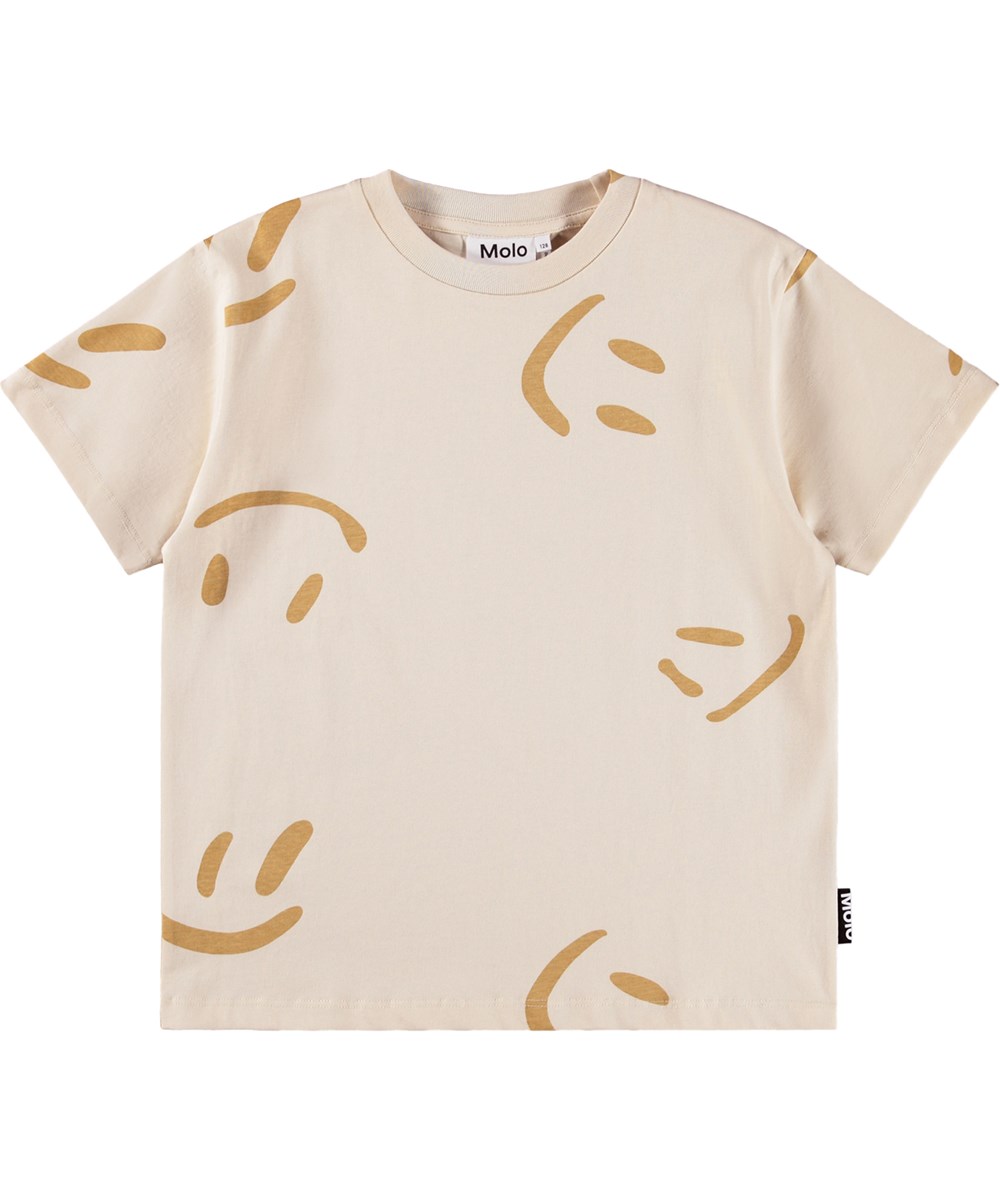Riley - Sand Smiles - Beige T-shirt for children made of organic cotton 