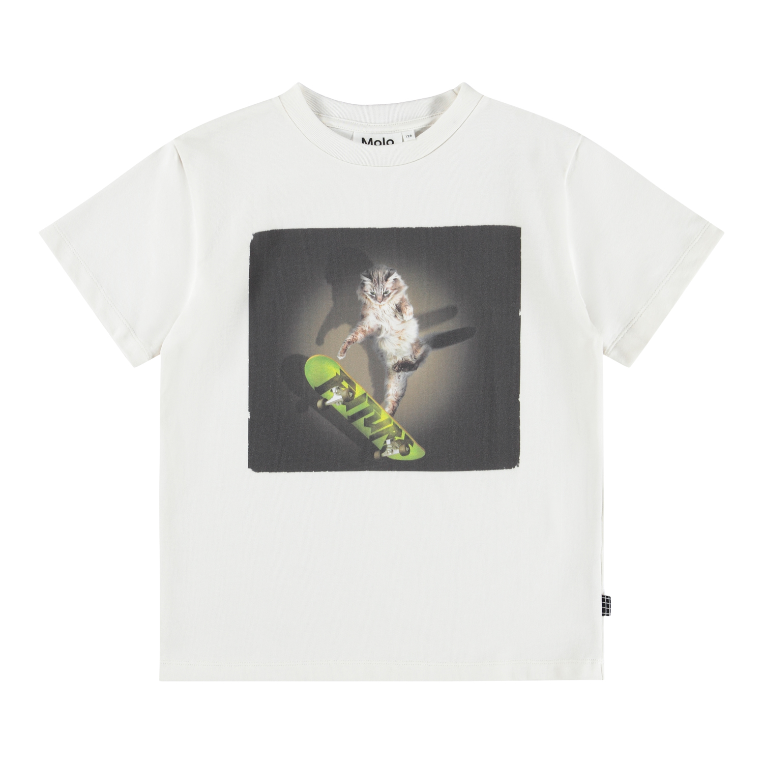 【U LAN】Rosie Selfpa Washing Over T-Shirt Riley - Scate - White T-shirt made of soft organic cotton