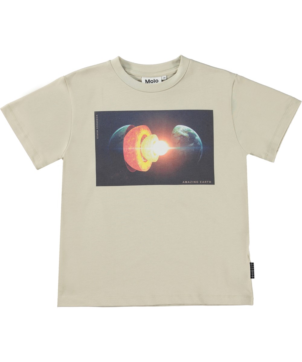 Riley - To The Core - Beige organic t-shirt with Earth print