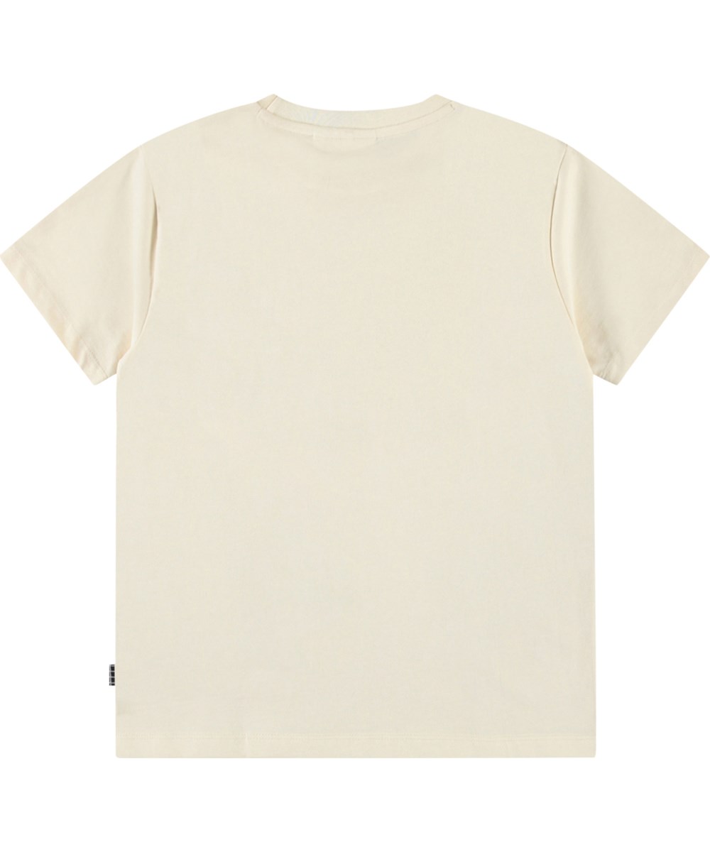 Riley - UFO Jungle - Off-white t-shirt with print for children in soft organic cotton with short sleeves and ribbed neckline.