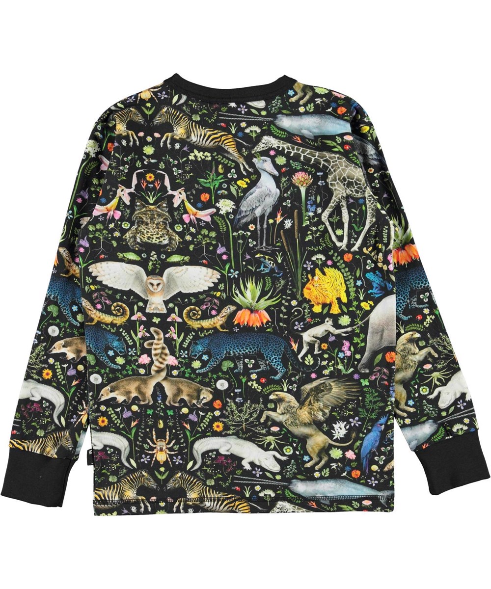 Rill - Faunatastic - Long sleeve organic t-shirt with "Faunatastic" print with wild, fantasy animals.