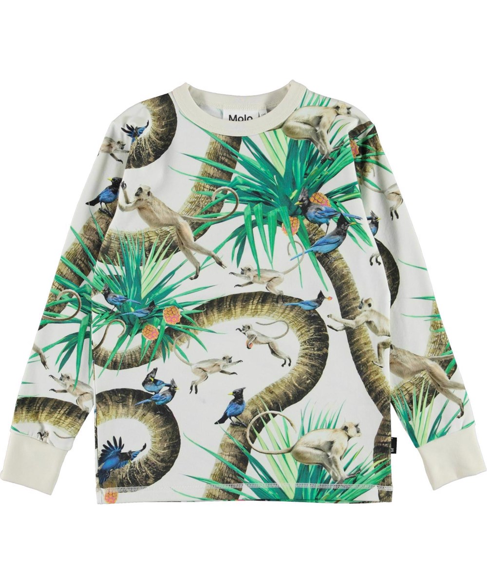 Rill - Monkey Business - Long sleeve organic t-shirt with jungle and monkey print "Monkey Business"