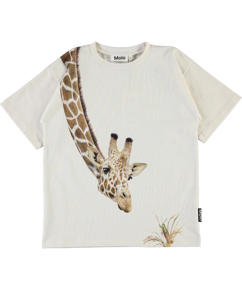 Rillo - White Star - Organic t-shirt with giraffe