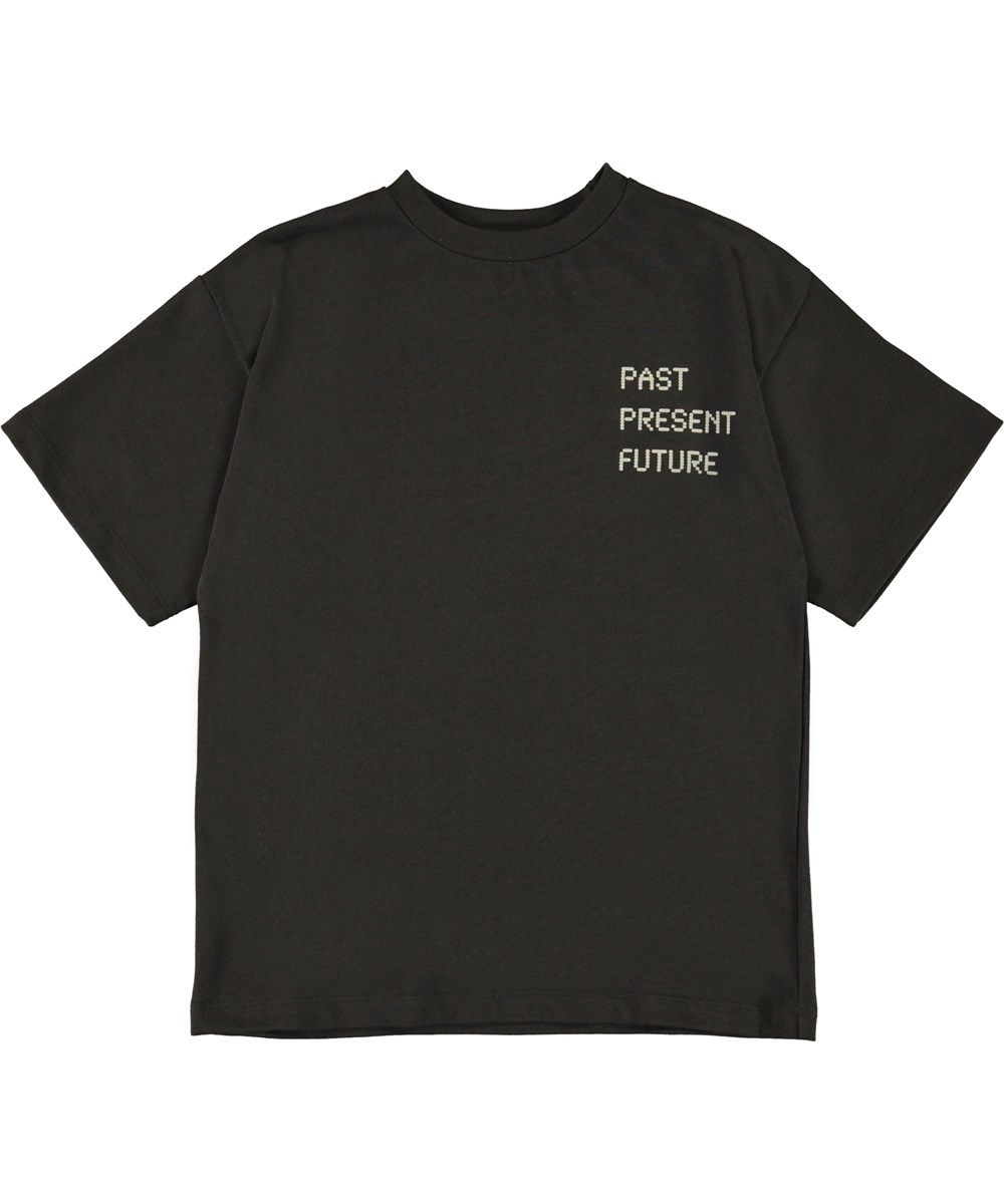 Rilly - Brown Darkness - Brown t-shirt with futuristic print