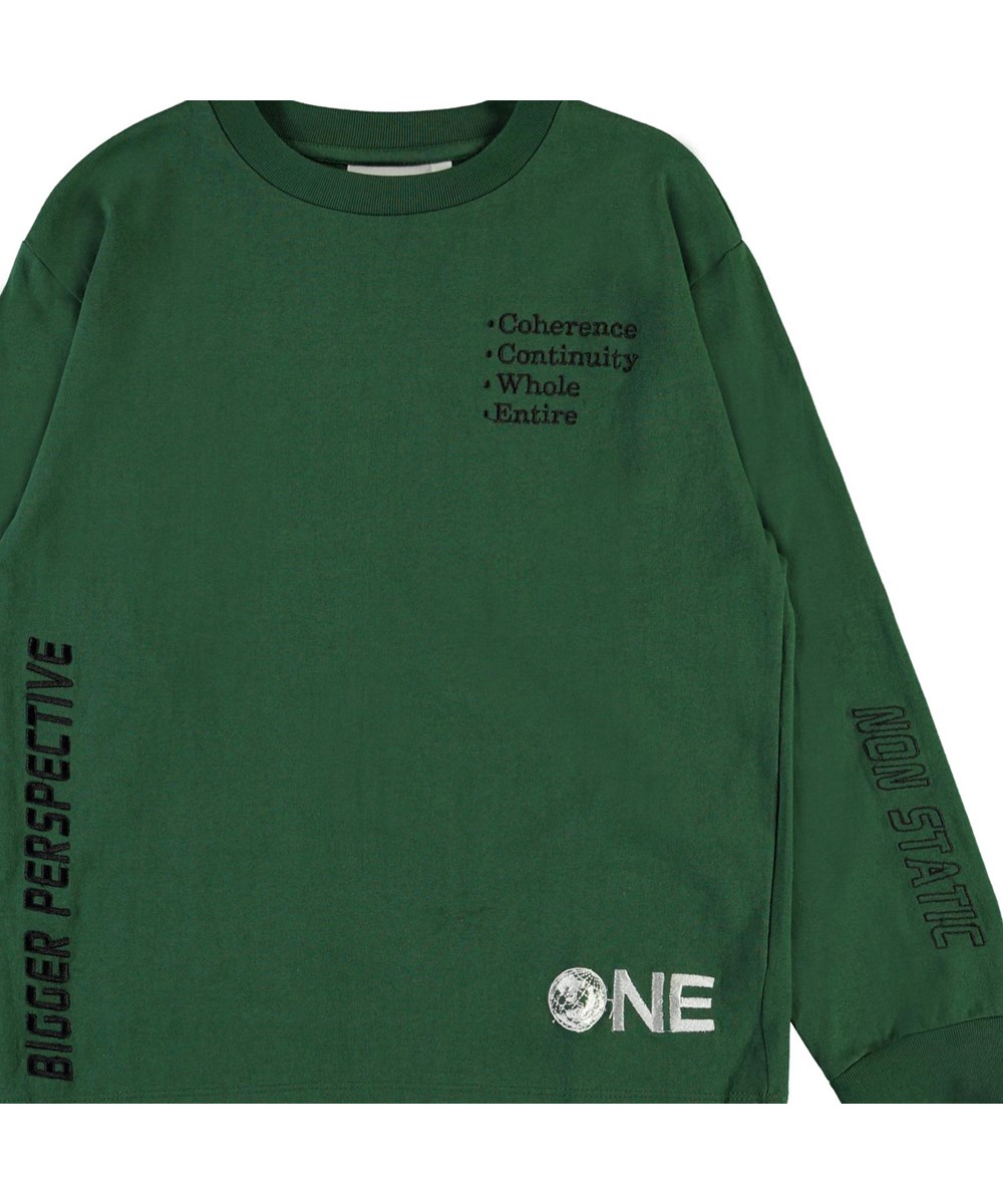 Rin - Eden - Dark green top with text 