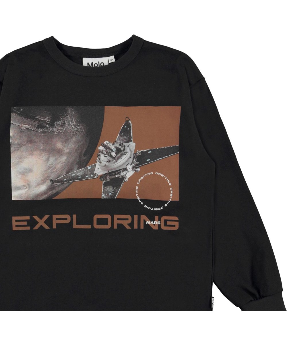 Rin - Mars Graphic - Black organic top with exploring print